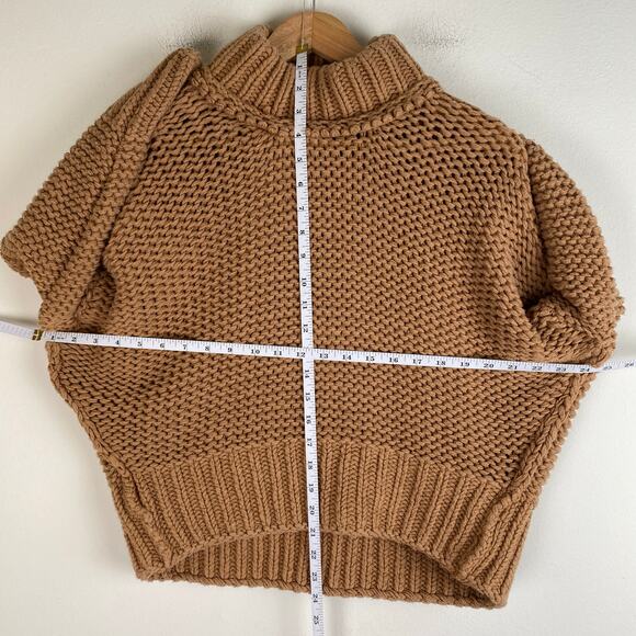 Free People My Only Sunshine Sweater Size M Camel Tan Oversize Chunky Mock Boho - Picture 14 of 14